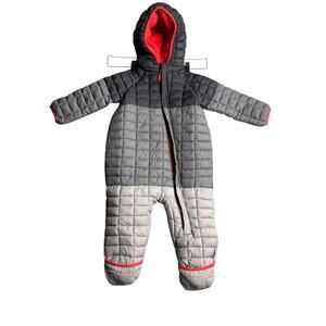 SNOZU Toddler Baby Gray Quilted Puffer Fleece Lined Snowsuit w/ Hood - 24 Months